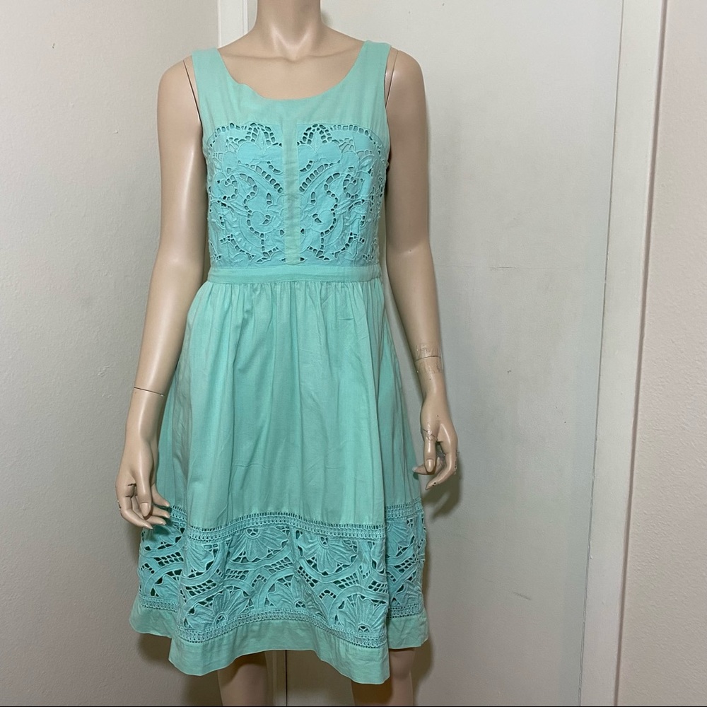 Anthropologie Meadow Rue Aqua Lace Dress